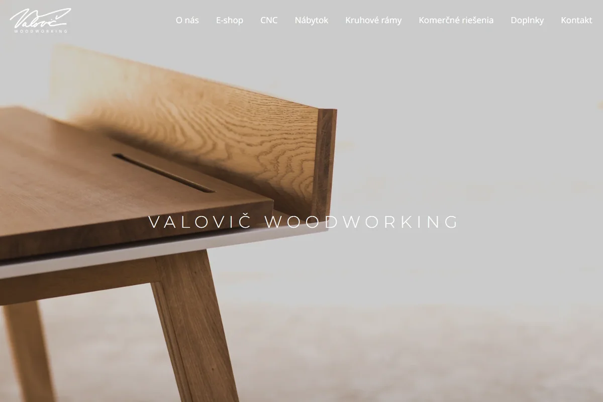 Úvodná stránka webu Valovič Woodworking