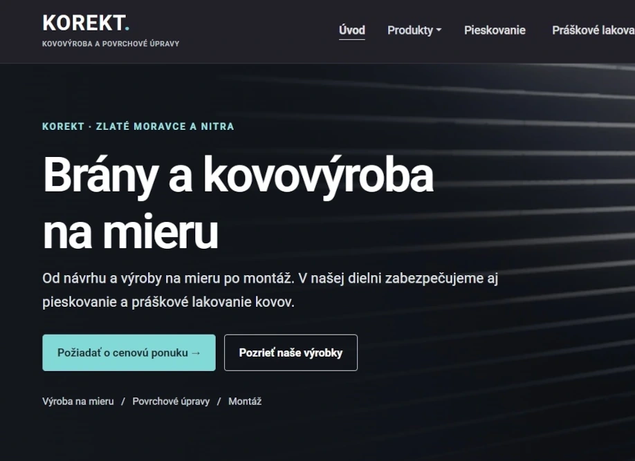 KOREKT — Firemný web · kovovýroba · lokálne SEO